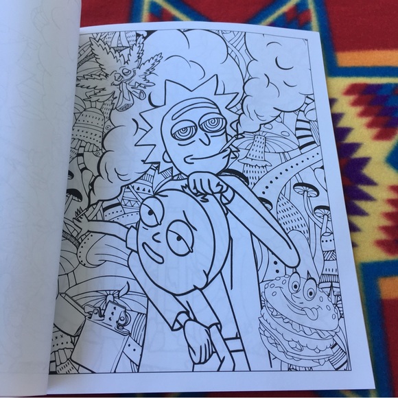 Rick and Morty Graphic Tshirt Size L+ RICK AND MORTY STONER COLORING BOOK - Picture 10 of 16